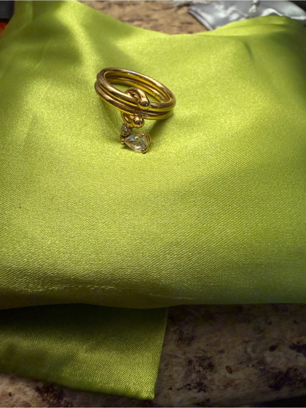 Phoria Gold Tone Ring with Clear Stone Accent - Women's Jewelry size 7
